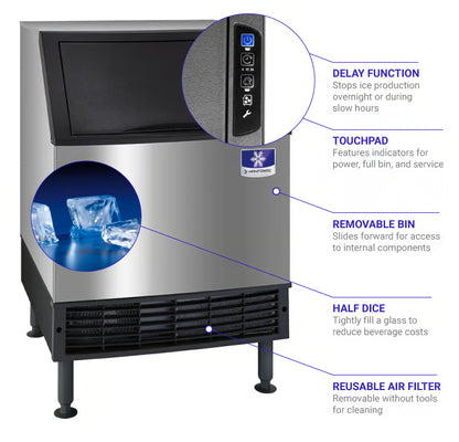 Manitowoc NEO Series 190 lb/Day Undercounter Ice Maker – Integrated Filtration, Energy-Efficient R290 Refrigerant