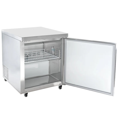 MoTak 28x27″ Commercial Undercounter Refrigerator – 1 Door Stainless Steel, NSF