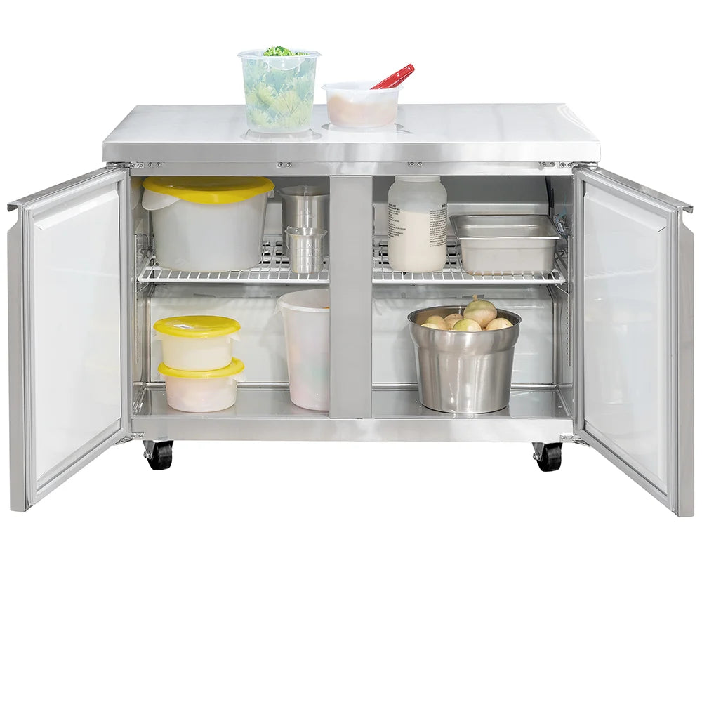 MoTak 48x47″ Commercial Undercounter Refrigerator – 2 Door Stainless Steel, NSF