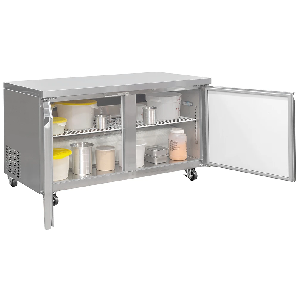 MoTak 60″ Commercial Undercounter Refrigerator – 2 Door Stainless Steel, NSF