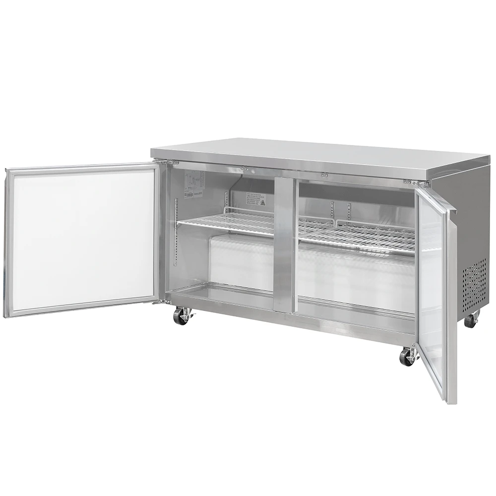 MoTak 60″ Commercial Undercounter Refrigerator – 2 Door Stainless Steel, NSF